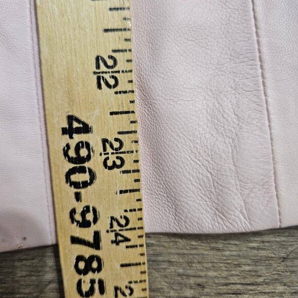Talbots Pastel Pink 100% Leather Jacket Plus Size 14 Classic Soft Lined Minimal - Picture 12 of 15